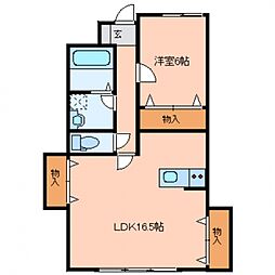 アルコイリスI番館 1階1LDKの間取り