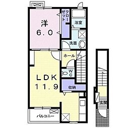 サニー鎗町7 1LDKの間取図画像