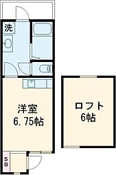 ゼフィール 1階ワンルームの間取り