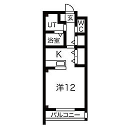 Ricco 3階1Kの間取り