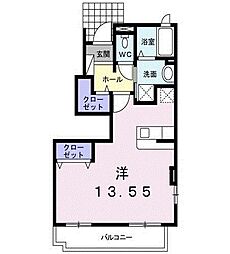 サンリットヴィラ5A ワンルームの間取図画像