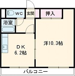 プリエール井原 1DKの間取図画像
