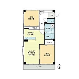 パルテール船木 3階2LDKの間取り