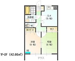 ハイツＷＥＡＬII 2階2DKの間取り