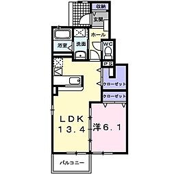 ネオアースB 1LDKの間取図画像