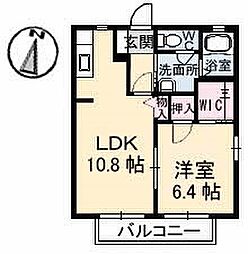 シャーメゾン公園通り 1階1LDKの間取り