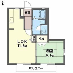 シャーメゾン河内 1LDKの間取図画像