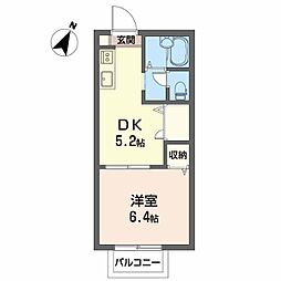 ディアス住吉 1DKの間取図画像