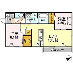 メゾン山居 3階2LDKの間取り