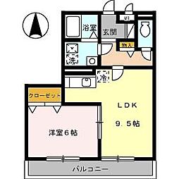 ビレッジ北久保C 1LDKの間取図画像