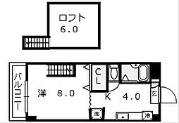 とさでん交通桟橋線 桟橋通四丁目駅 徒歩1分の賃貸アパート 5階1Kの間取り
