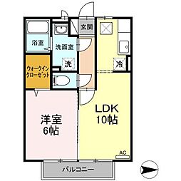 パンシオーネ 1階1LDKの間取り