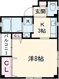菜の花ハウス 1Kの間取図画像