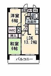 サンルーフパークマンション 2LDKの間取図画像