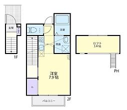 セレッソ・ヴィンデ 2階1Kの間取り