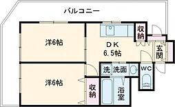 シャングリラ花京院 12階2DKの間取り
