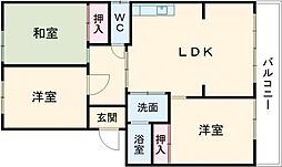 東陽第二ハイツ 3LDKの間取図画像