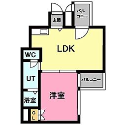 StationView加納 7階1LDKの間取り