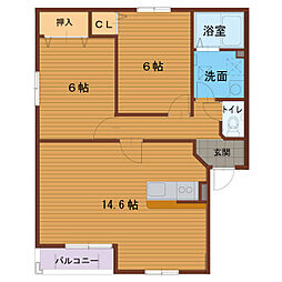 ヴィラウェスト北館 2LDKの間取図画像