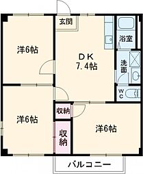 もりやまハイツ 3DKの間取図画像