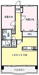 ロートスブルーメ1 2LDKの間取図画像