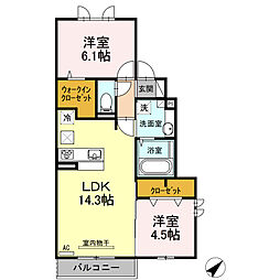 サンフォリア 1階2LDKの間取り
