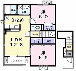 ウィンド　ホライズン　Ｂ 2階2LDKの間取り
