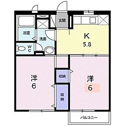 ソレアード2 2Kの間取図画像