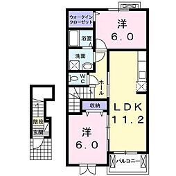 ヴィラ　ピース　Ｂ 2階2LDKの間取り
