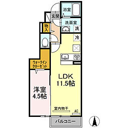 クロスローズイズモ 1LDKの間取図画像