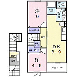 ＣＬＥＯＭＥ 2階2DKの間取り