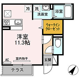 エーデルハイム布志名 1階ワンルームの間取り