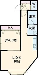 サンシャイン97 2階1DKの間取り