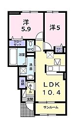 スマイル・リヴ・ウィッシュA 2LDKの間取図画像