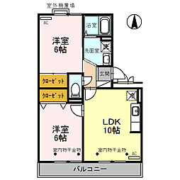 リシェス・オカザキ 2LDKの間取図画像
