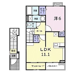 オリオンプレイス 1LDKの間取図画像
