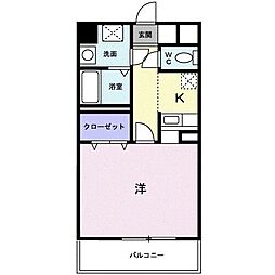 エルグレイス大手 1Kの間取図画像