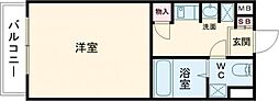 カーサ王塚台 3階ワンルームの間取り