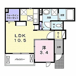 カーサエトランゼ 1LDKの間取図画像