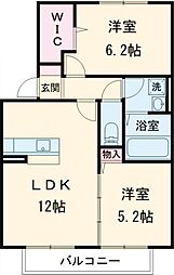 エスポワール弥生が丘 2階2LDKの間取り