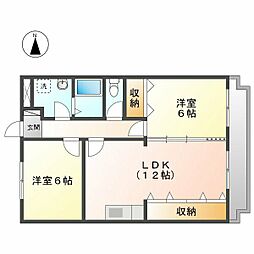 グリーンハイツ 2LDKの間取図画像