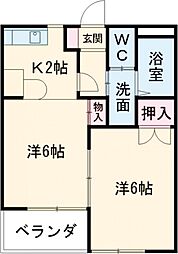 東マンション2 2Kの間取図画像