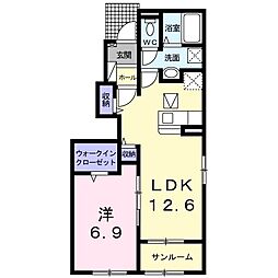グランディスC 1LDKの間取図画像