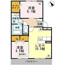 ハーモニータウン下松 2LDKの間取図画像