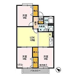 グリーンヒル矢橋 2階3LDKの間取り