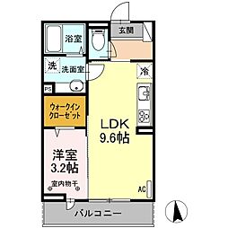 サブリナガーデン米沢城南 1LDKの間取図画像