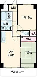 ロイヤルメゾン藤ヶ丘 2DKの間取図画像