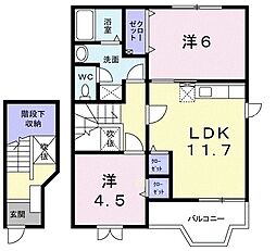 ニュークレストールソフィアB 2LDKの間取図画像