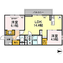 ブランネージュ中川C 2LDKの間取図画像