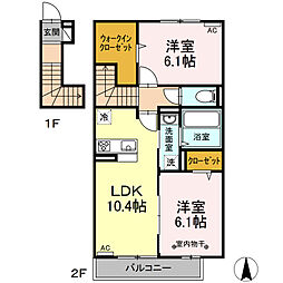 グランセジュール飛田 2LDKの間取図画像